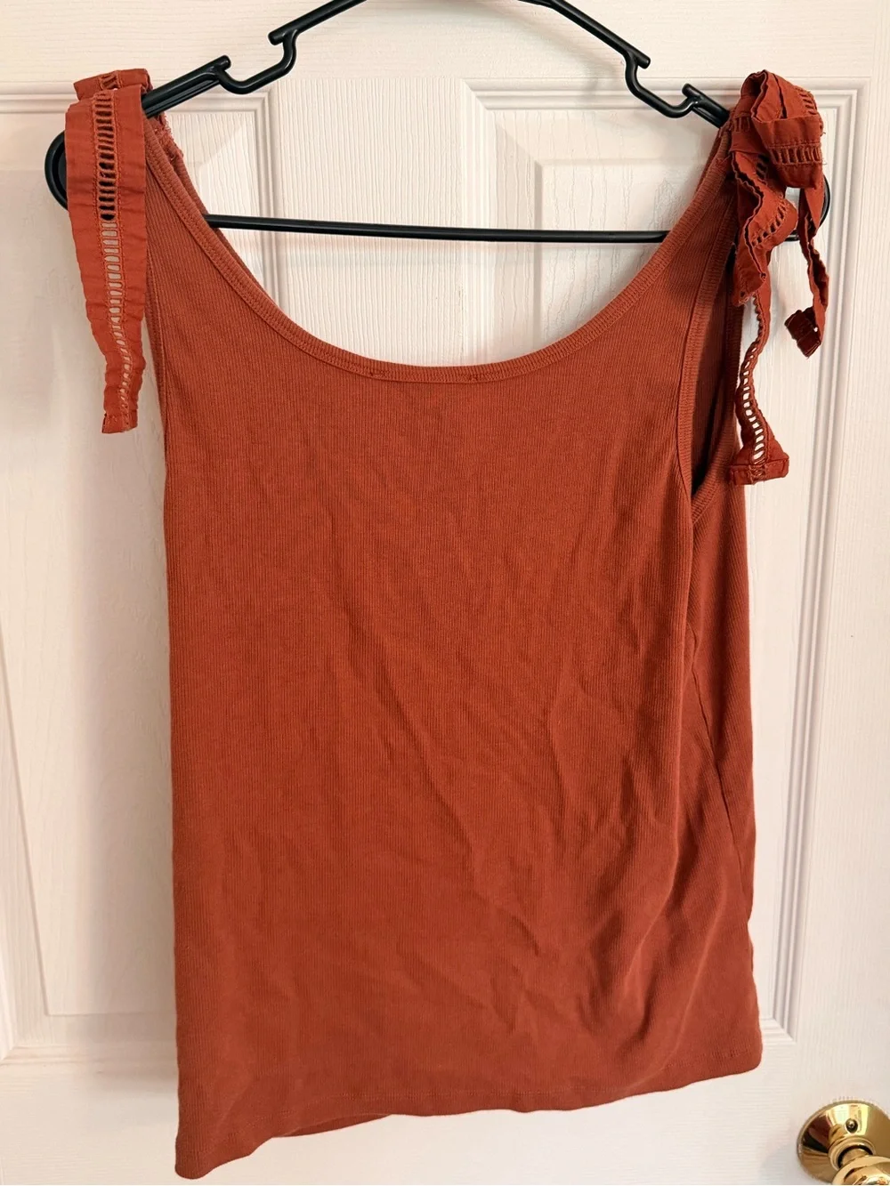LOFT Rust Ruffle-Strap Tank Top - Picture 4 of 4